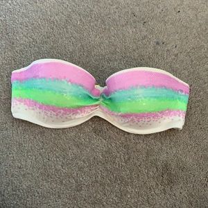 Victoria’s Secret white bandeau sequin bikini top